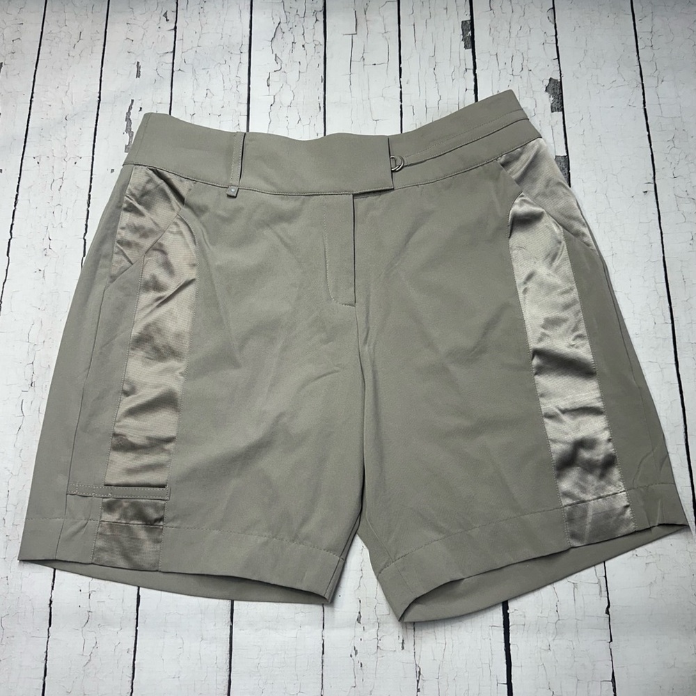 Tail taupep/gray green Satin-Trim Bermuda Shorts size 8 Pickleball tennis